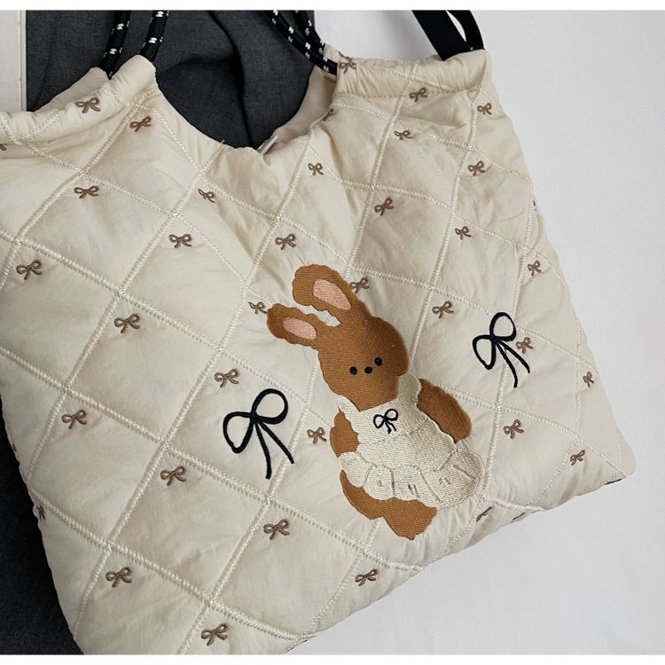 Japanese and Korean niche new down b cute embroidered rabbit ins trendy single shoulder crossbody large capacity_voghion.com
