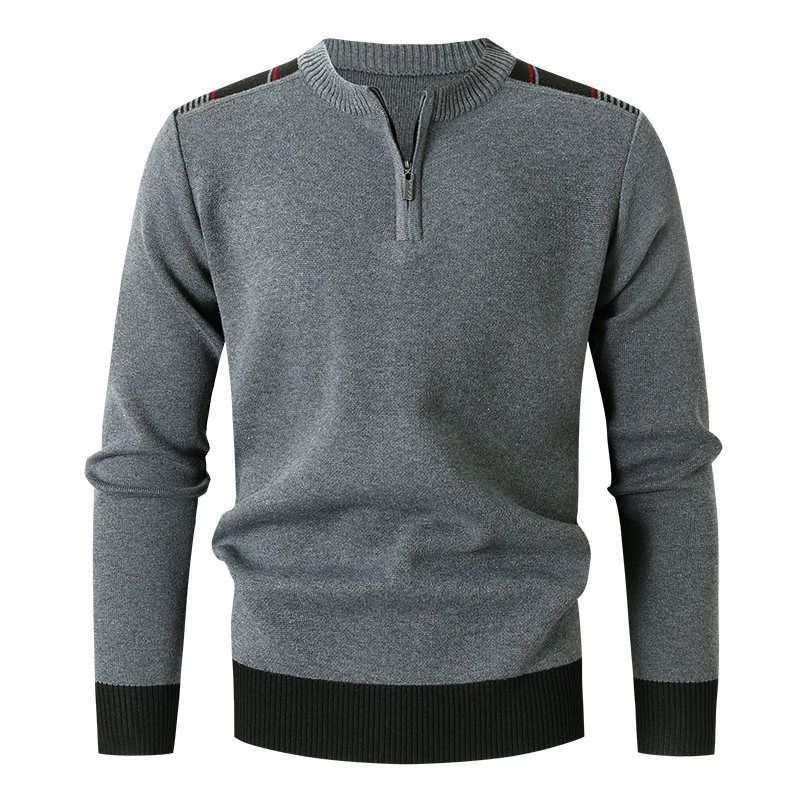 Pull tricoté à col montant et demi-fermeture éclair pour homme, haut décontracté, tendance, chaud, nouvelle collection automne et hiver 2023_voghion.com