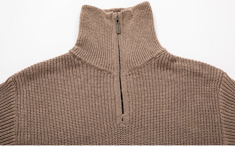 Maglione da uomo autunno inverno nuovo slim fit base colletto rovesciato mezza cerniera maglia maglia tinta unita_voghion.com