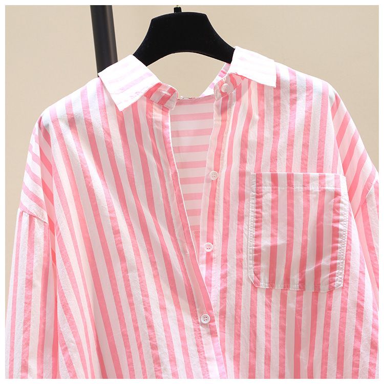 Lässiges Langarm-Streifenhemd für Damen – Locker sitzende Baumwollbluse für Frühling und Sommer – Elegantes Büro und Alltagskleidung_voghion.com