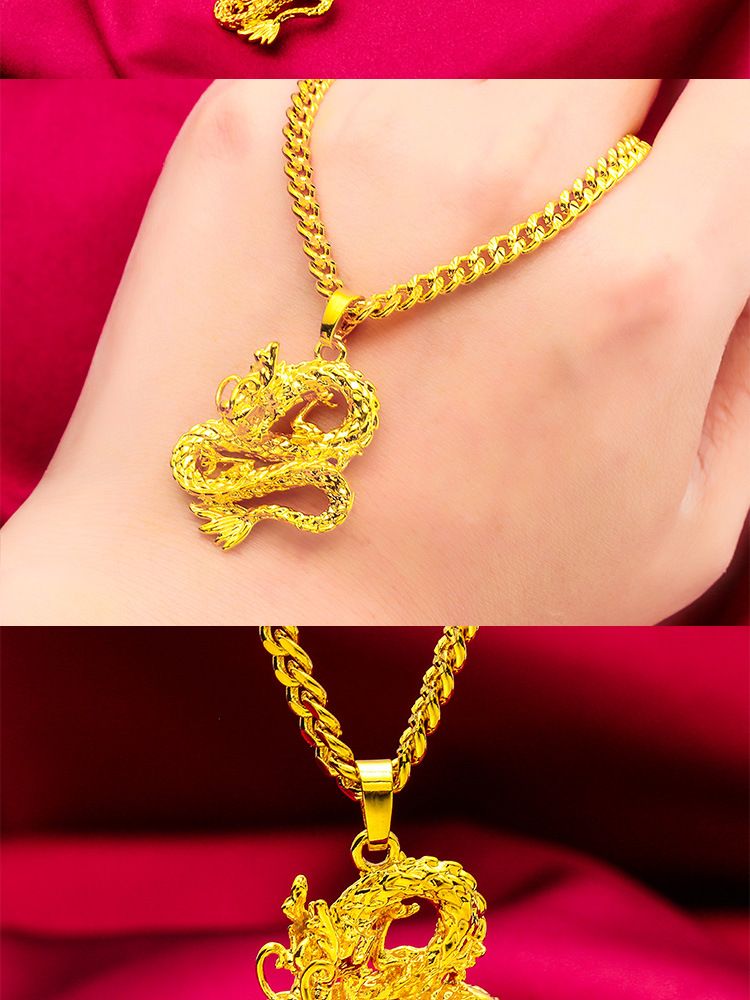 Unisex Jewelry Fashion gold domineering necklace Dragon necklace_voghion.com