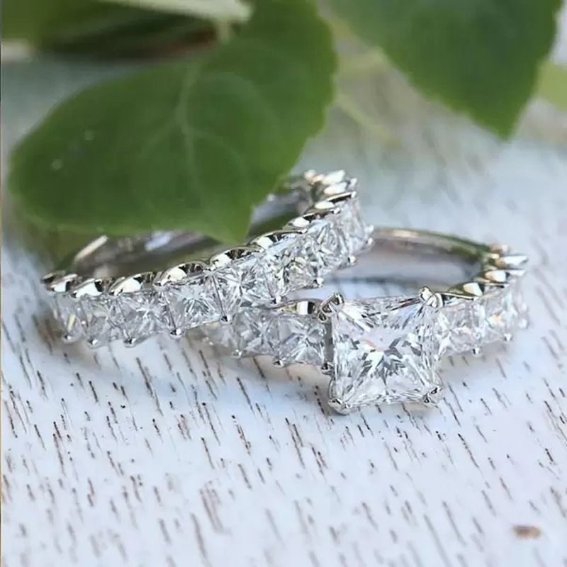 Cao Shi's Design Feel Internet Celebrity Handmade Simulation Zircon Double Layer Ring Set_voghion.com