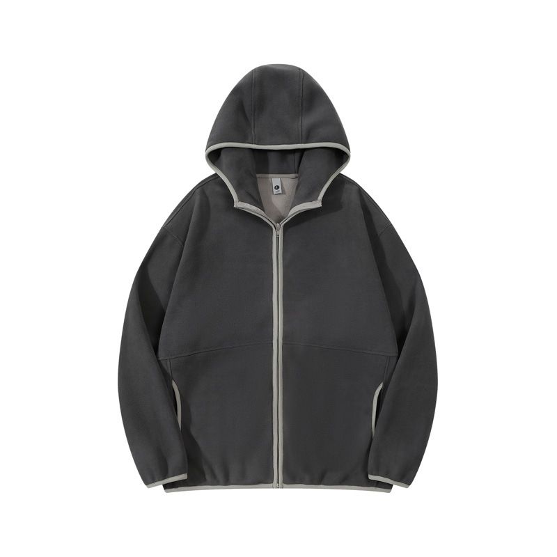 Cardigan da uomo con cappuccio, caldo abbigliamento invernale, giacca in pile con cerniera e blocchi di colore_voghion.com