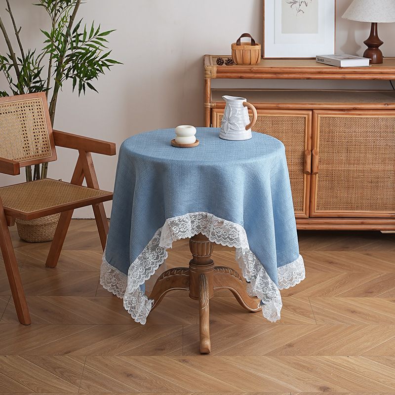 Nappe en organza froissé d'inspiration bohème avec bordure en dentelle - Housse de table rectangulaire et écharpe de table basse, infroissable_voghion.com