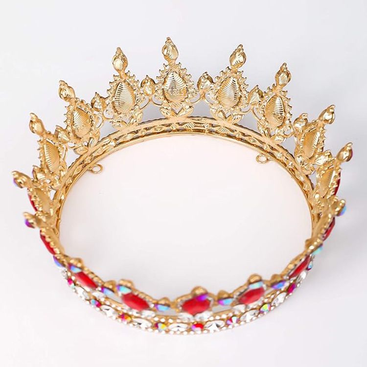 Barocke runde Krone, Legierung, Kopfschmuck, Braut, Hochzeitskleid, Zubehör, Geburtstag, Erwachsene, Zeremonie, runde Krone_voghion.com