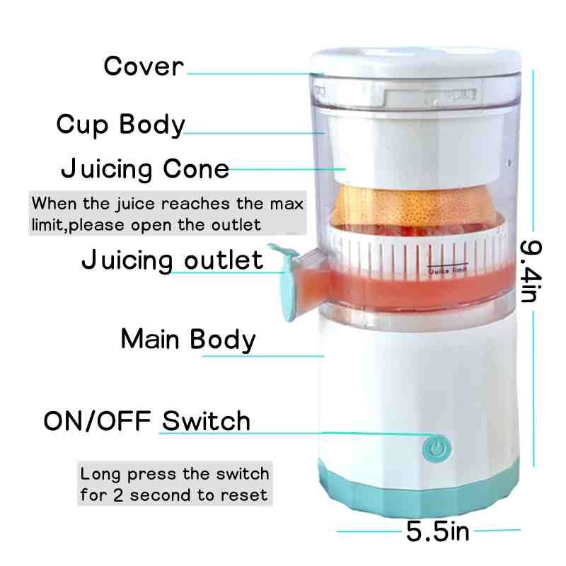 1 stk. automatisk appelsinjuicemaskine trådløs langsom juicemaskine juiceseparator bærbar juicepresse_voghion.com