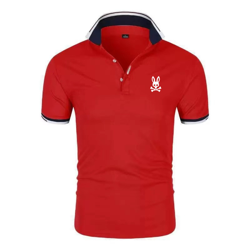2023 summer men's cotton T-shirt lapel fashion short-sleeved polo shirt printed micro-standard ghost rabbit short-sleeved polo shirt_voghion.com