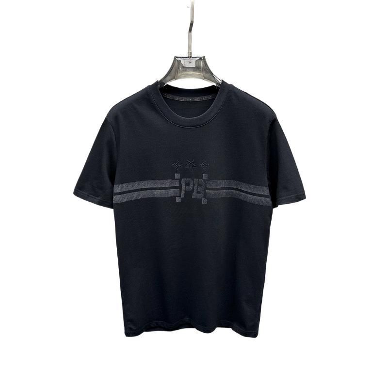 Maglietta estiva da uomo, alla moda, minimalista, con stampa in rilievo nera, girocollo, maniche corte, B1CNF2227_voghion.com