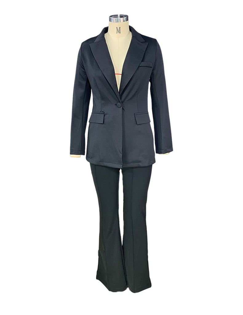 Ensemble deux pièces élégant et décontracté avec veste de costume à manches longues_voghion.com