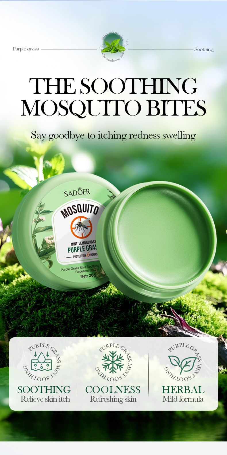 Mosquito Repellent SADOER Comfrey Mint Soothing Mosquito Repellent, Summer Cool Mosquito Repellent_voghion.com