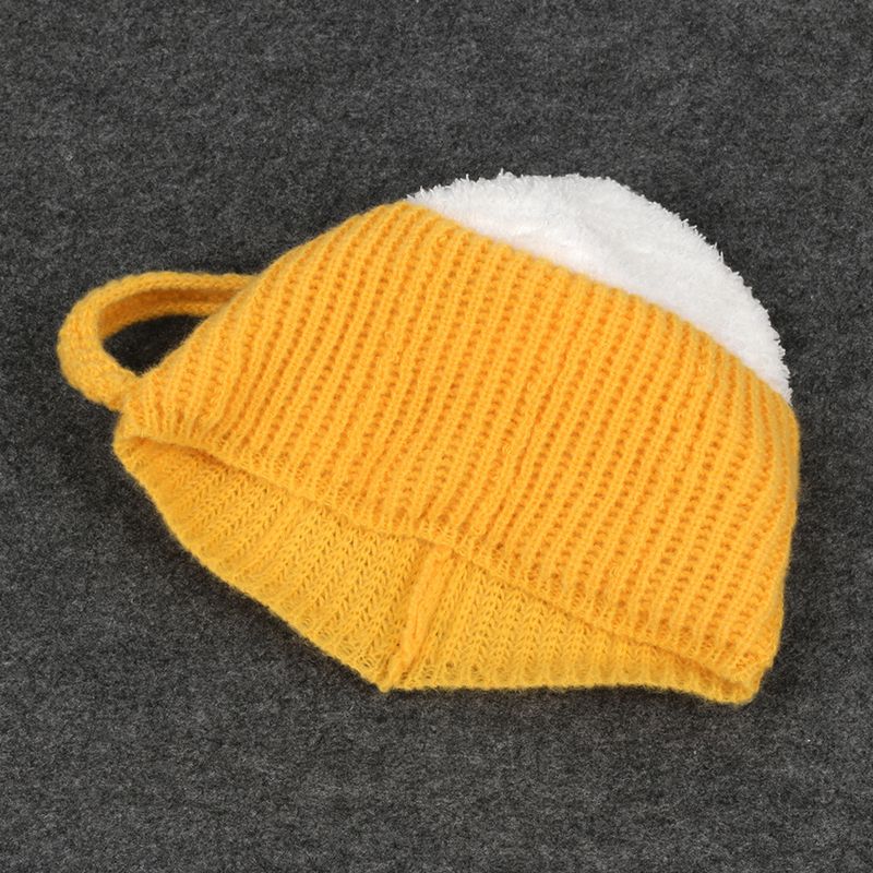 Cappello a forma di bicchiere di vino lavorato a maglia in autunno e inverno, con boccale di birra 3D in filato spesso_voghion.com