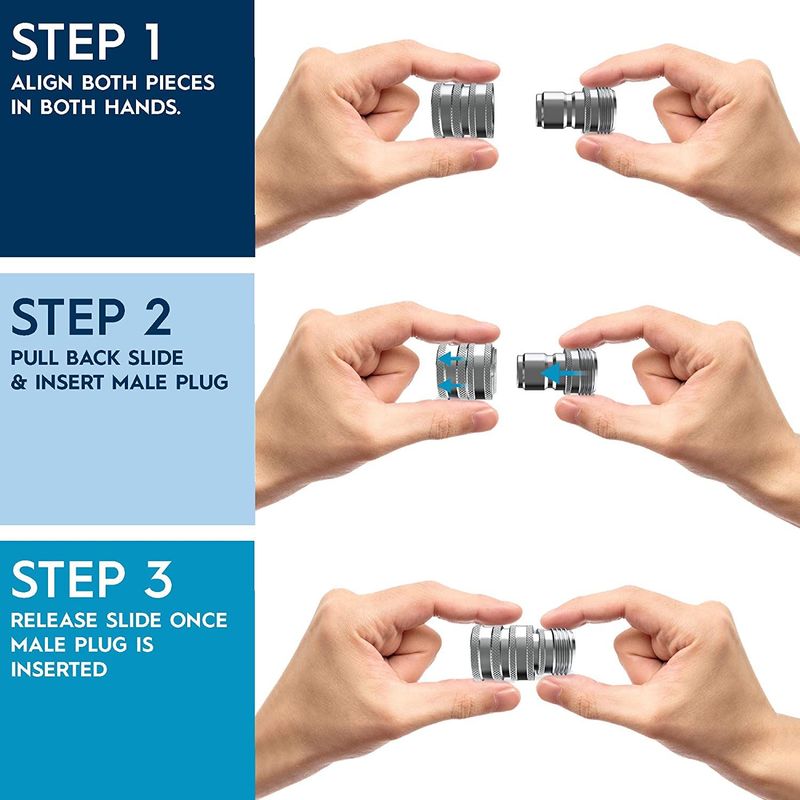 Stainless Steel 3/4 Inch Garden Hose Quick Connect Set | 2x2 Set_voghion.com