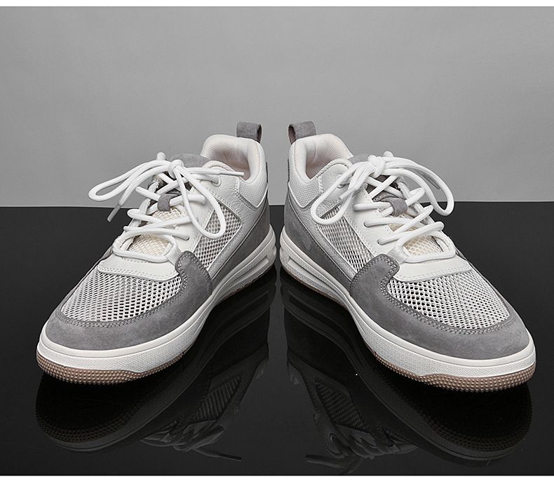 Scarpe da uomo basse con lacci, traspiranti, con giunture in rete, con interno invisibile, scarpe casual che aumentano l'altezza. Scarpe da uomo_voghion.com