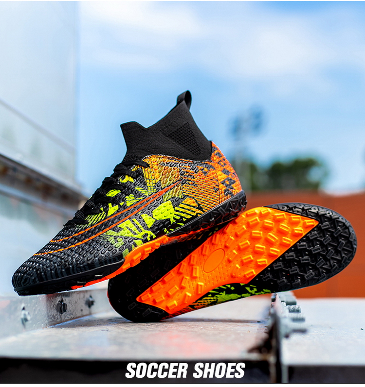 Cleats Men Soccer Shoes Football Boots Grass Training Match Sneakers Ultralight Non-Slip Long Spikes Unisex_voghion.com