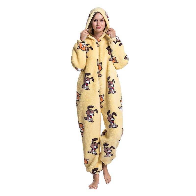 Cartoon Tier Pyjamas Niedlich Verdickt Unisex Paar Neue Flanell Homewear Einhorn Erwachsene Onesie_voghion.com