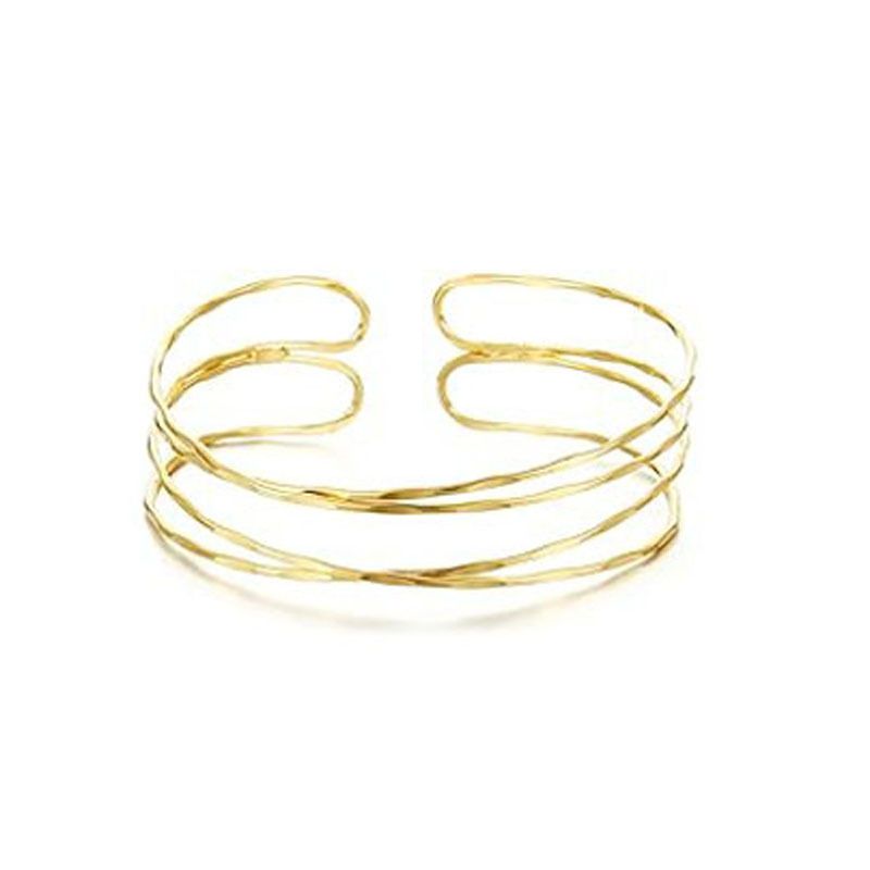 Braccialetto geometrico regolabile aperto da donna, versatile, con linea di gioielli da mano_voghion.com