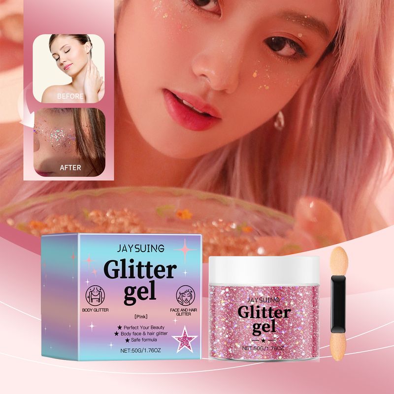 Jaysuing Rosa Glitter Gel Kropp Ansikte Universal Högglans Ögonskugga Diamant Gel_voghion.com