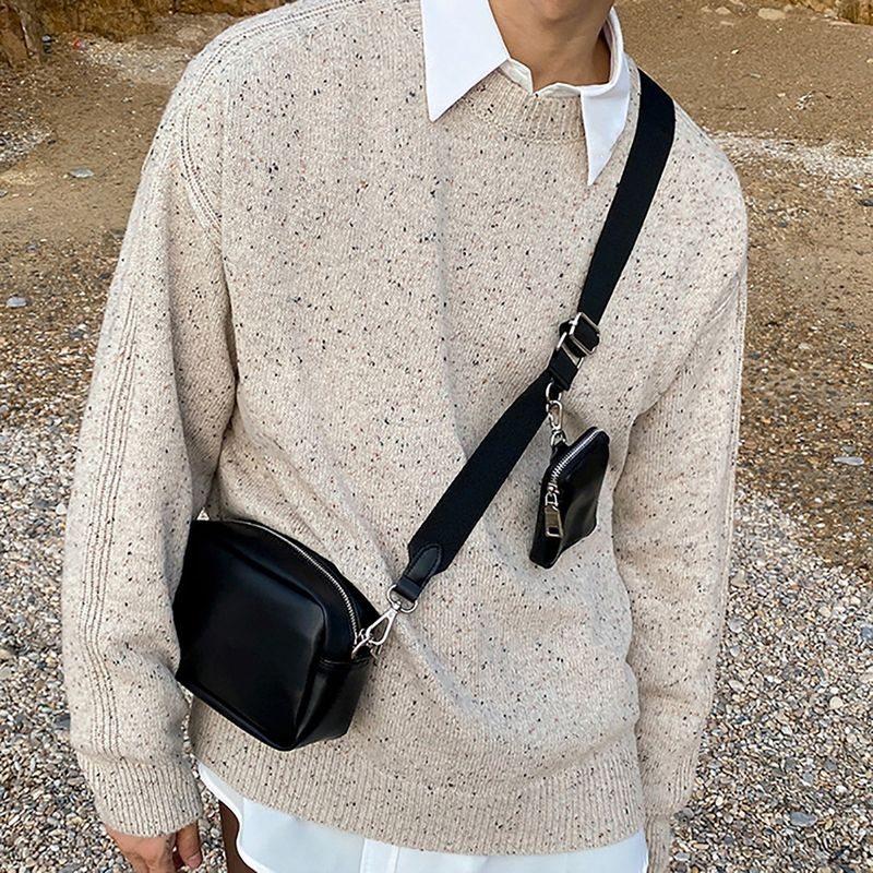 Lihao Messenger Adjustable Strap Zipper Opening with Mini Solid Color Men Fashion Shoulder Bag for Daily Use-Apricot_voghion.com