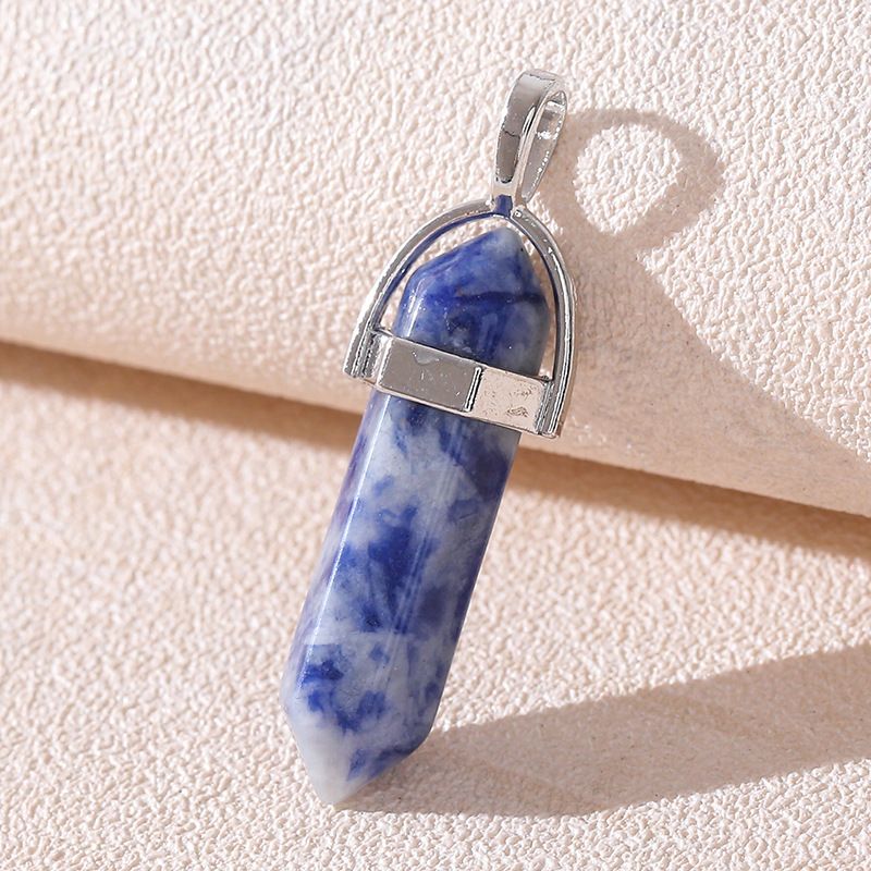 Natural stone pendant amethyst pink crystal hexagonal column pendant double pointed bullet single pendant accessories_voghion.com