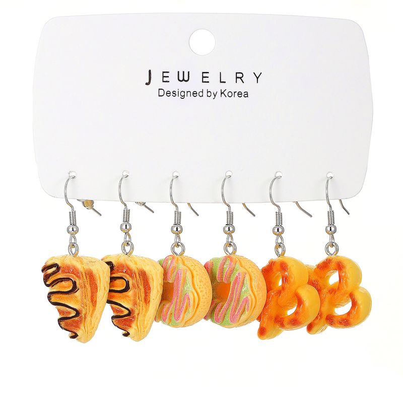 1 Set 1 Pair Cute Saturday Donuts Poached Egg Stoving Varnish Plastic Resin Drop Earrings_voghion.com