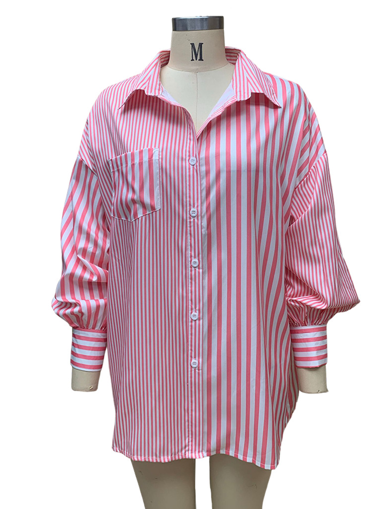Abbigliamento da donna Camicia stile semplice e alla moda Camicia a righe a maniche lunghe_voghion.com