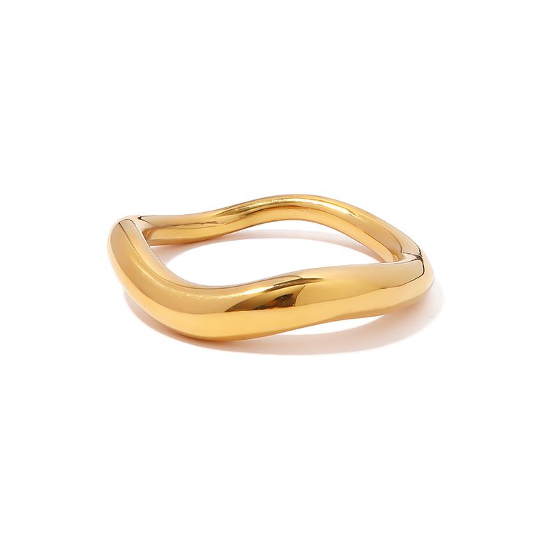 Pronto Stock Uworld Croissant Anello massiccio con sigillo in acciaio inossidabile placcato oro con strisce incise e corda intrecciata_voghion.com