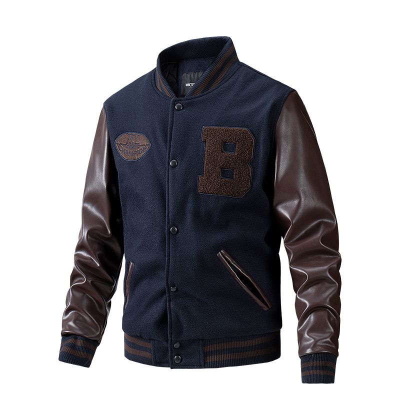 Neue Herrenjacke für Herbst und Winter mit Baumwoll-Baseballkragen, Wolljacke in Übergröße, Herrenbekleidung_voghion.com