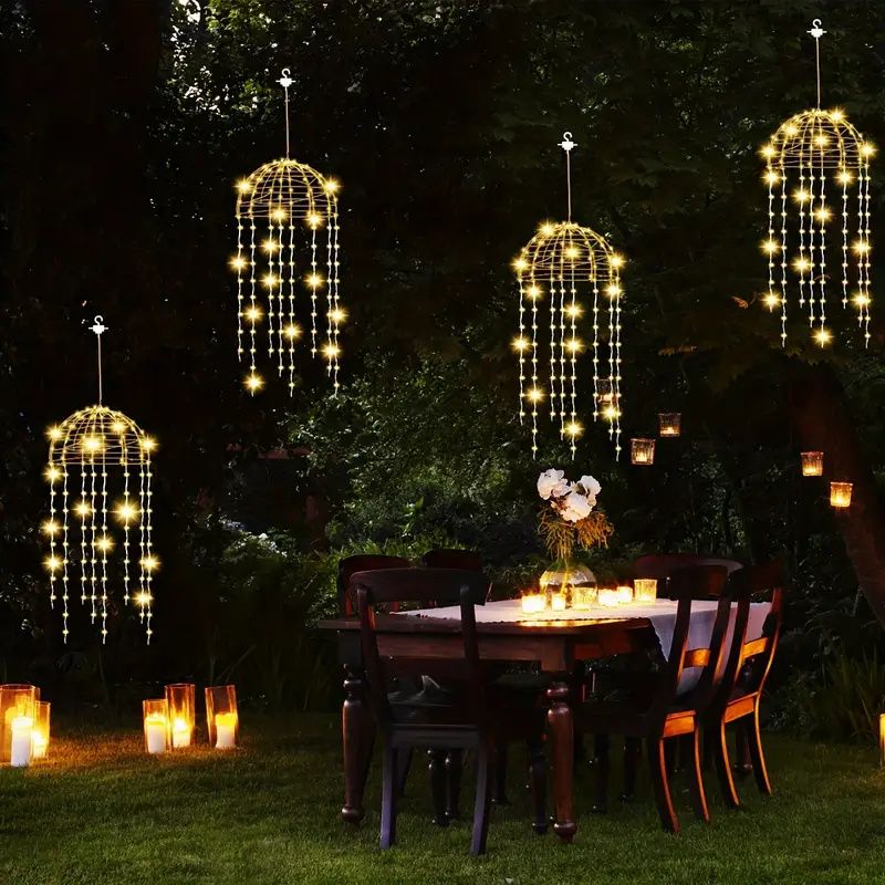 Solar Jellyfish Lights 4pcs Solar Waterproof Outdoor Hanging Home Garden Decoration Lights With 8 Modes For Courtyard Trees_voghion.com