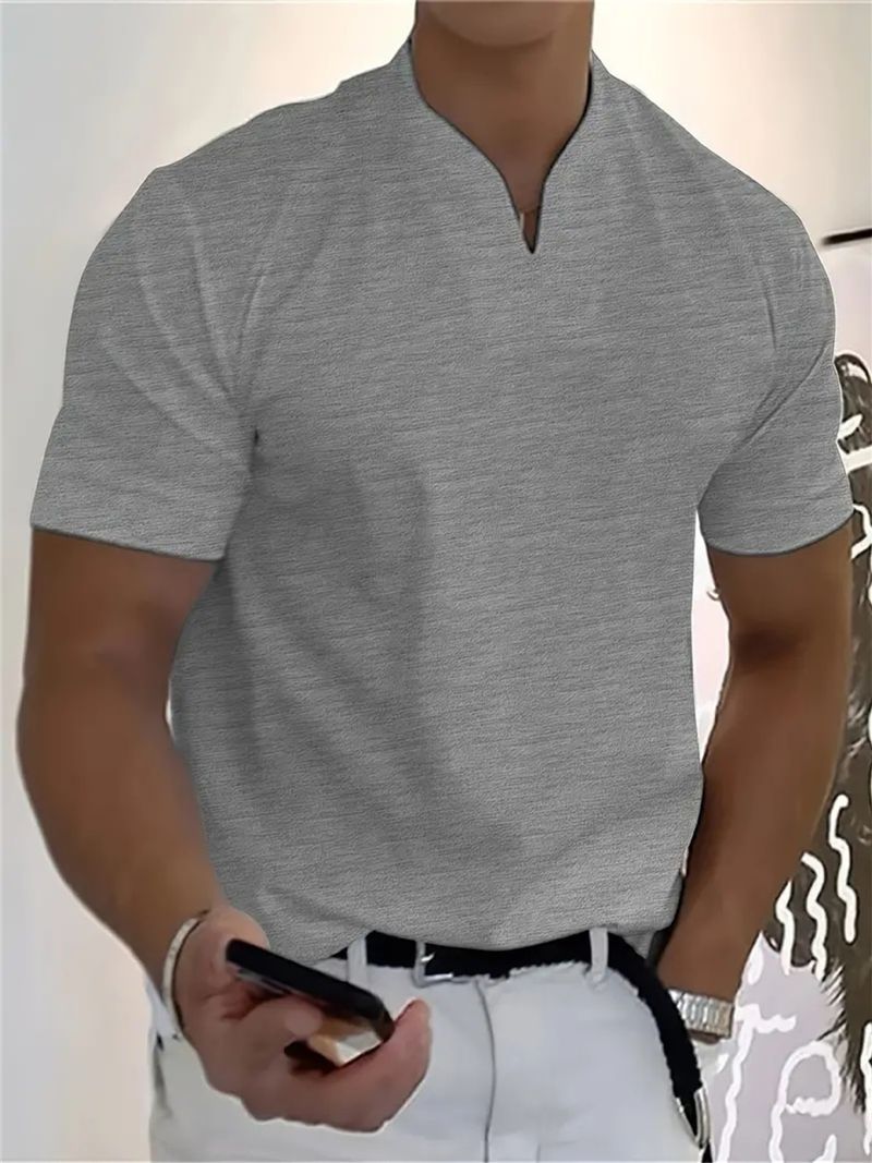 Men's Fitness Sports V Neck T Shirt Men's Elastic Short Sleeved T Men's Slim Fit_voghion.com