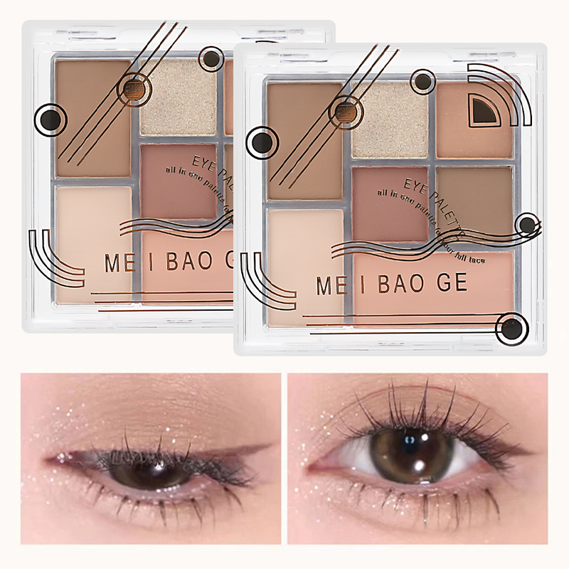 Palette de fard à paupières Rose de sept couleurs, nacrée, mate, scintillante, couleur terre brillante pour les yeux_voghion.com