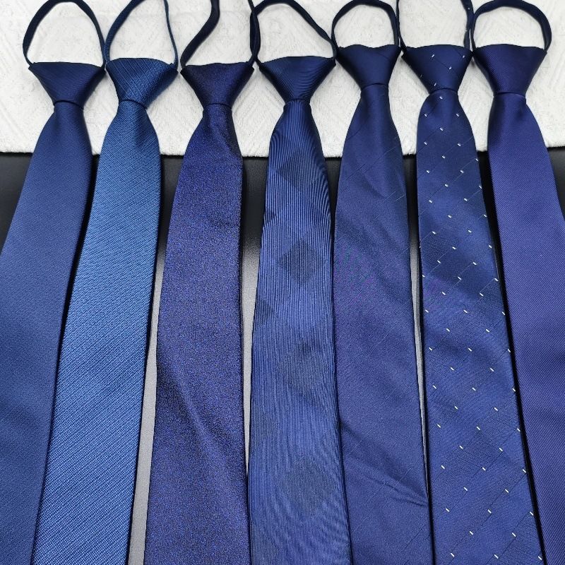 Cravatta da lavoro blu navy senza nodo con cerniera per uomo, 8 cm, da donna, per matrimoni formali, esibizioni corali_voghion.com