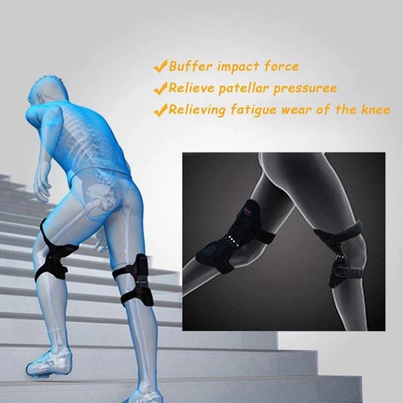 Joelheira de proteção de reforço de potência ajustável suporte de joelheira suporte de elevação de articulação força de mola de rebote poderosa para academia corrida caminhada_voghion.com