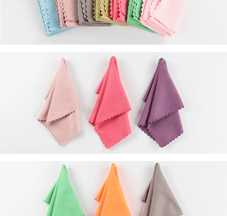 10 Stück Küchenreinigungstücher aus Mikrofaser mit Fischschuppenmuster, fusselfrei, zum Spülen, Reinigen von Esstischen und Glasflächen, wiederverwendbar_voghion.com