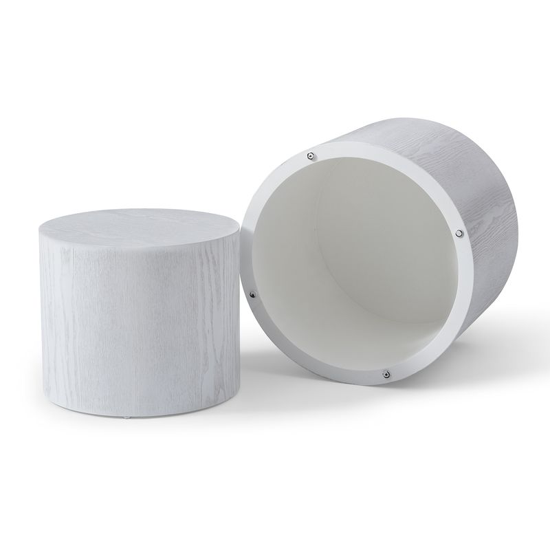 Round Coffee Table Set Of 2, Nesting Coffee Tables For MDF With Veneer .for Living Room,office,bedroom,Natural, 4Colors WHITE_voghion.com