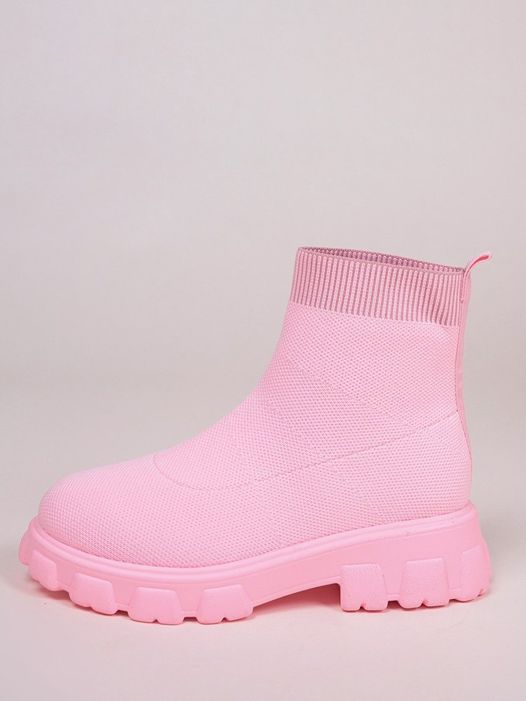 Tootjad laos 2023 uued paksu talla kärbsega kootud võrgust lühikesed sokid kingad naiste piiriülesed pluss-suuruses paarid kõrge ülaosaga kärbsega kootud saapad_voghion.com