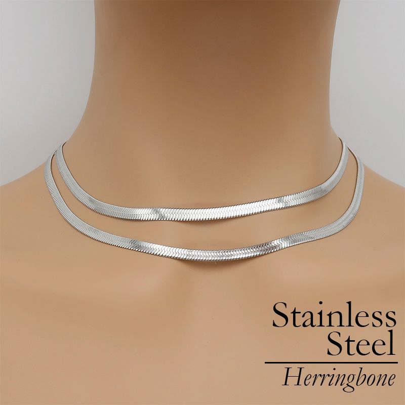 Vendita calda 20 pezzi collana girocollo a spina di pesce in acciaio inossidabile con catena a serpente per donne o uomini_voghion.com