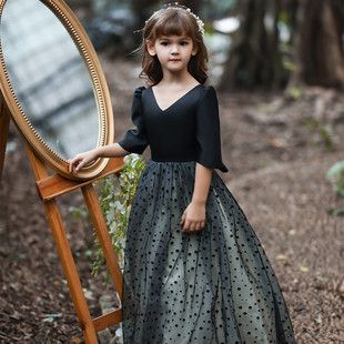 Robe de spectacle perlée pour enfants européens et américains, robe bouffante multicouche pour fille, robe de Noël pour enfants_voghion.com