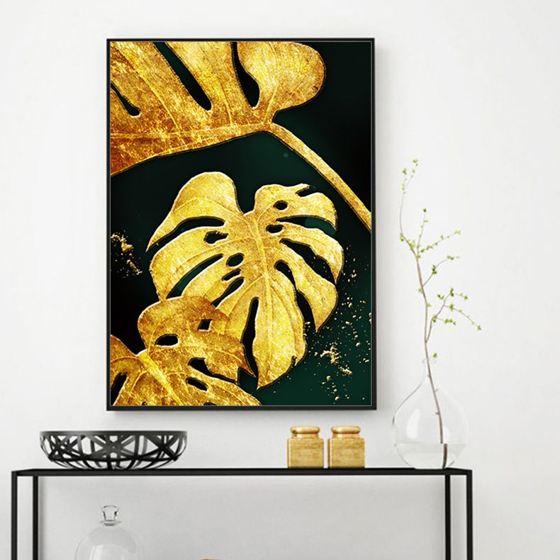 Black Gold Leaf Living Hanging Nordic Landscape Canvas Core Abstract Dining Room Decorative Painting_voghion.com