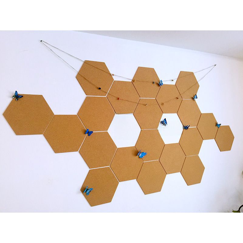 Cork board Photo Wall kindergarten self-adhesive Cork background wall board work display board hexagonal cork board_voghion.com