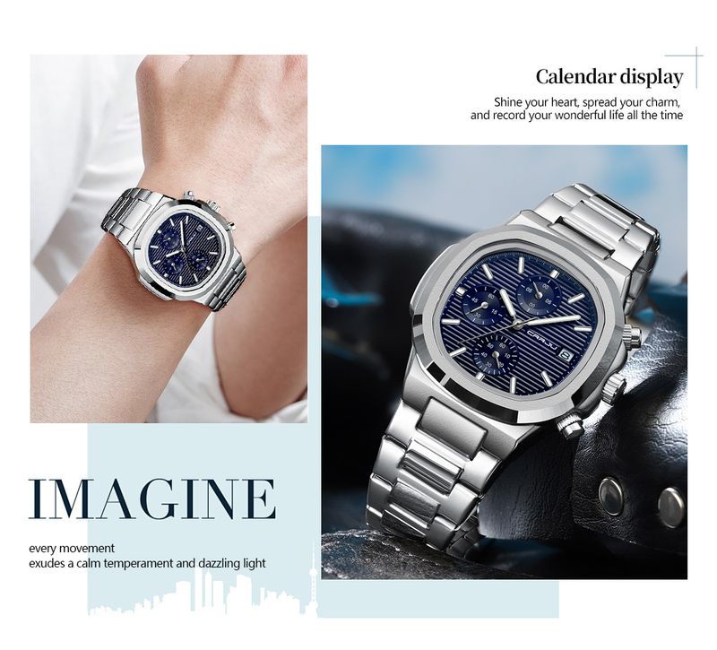 Luxury Man Watch Business Waterproof Male Clock Luminous Date Stainless Steel Square Quartz Men Watch Reloj Hombre_voghion.com