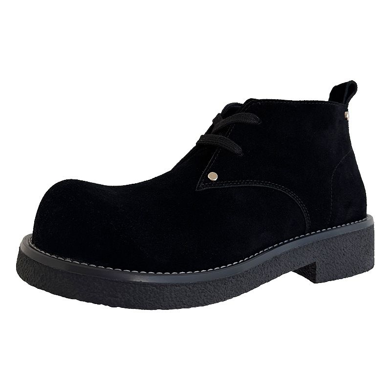 2025 Herbst Neue Echtes Leder Martin Kuh Wildleder Chunky Derby Schuhe männer Arbeit Kurze Stiefel_voghion.com