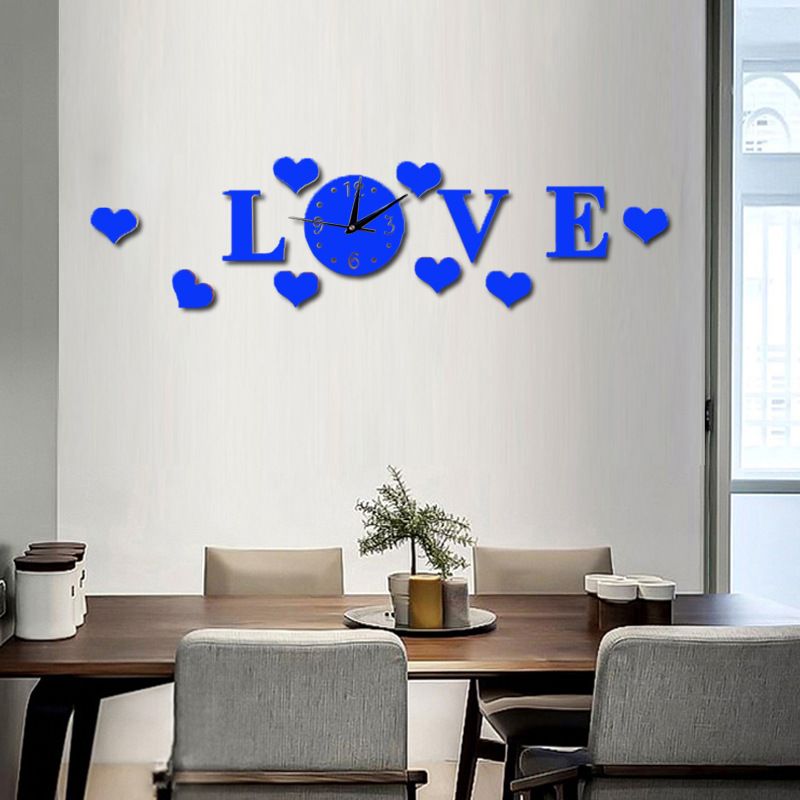 Three dimensional acrylic mirror self-adhesive living room background clock, creative wall decoration sticker_voghion.com