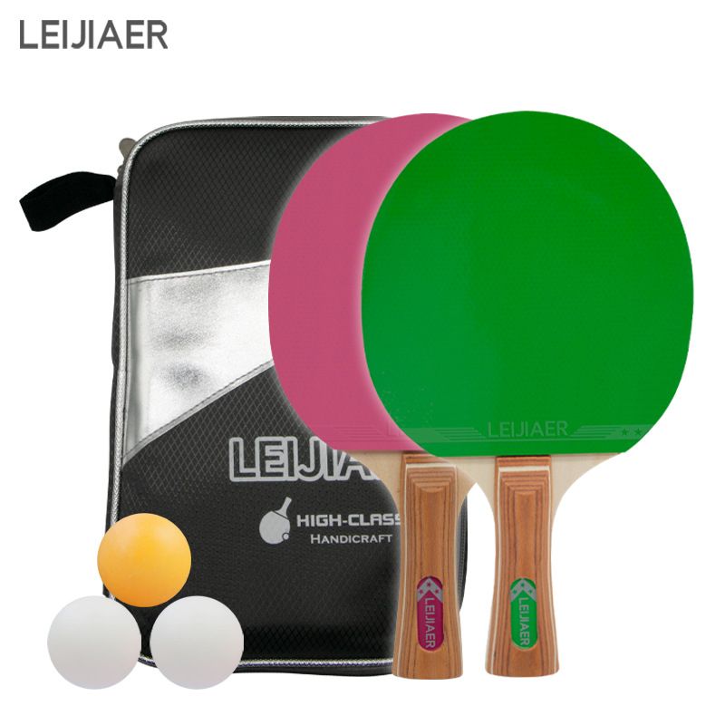 Nuovo set di racchetta da ping pong in legno massello a 7 strati, colore verde/rosa_voghion.com