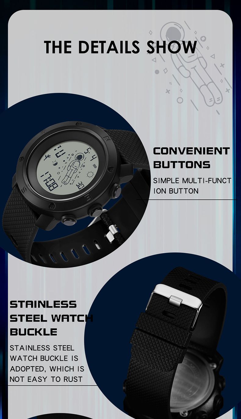 Orologio sportivo digitale a tema astronauta con retroilluminazione, impermeabile, sveglia e cronometro: elegante e funzionale per studenti_voghion.com