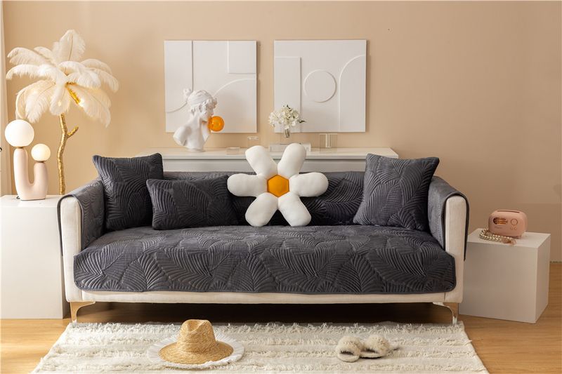 Autumn and winter style ultra soft solid color plush banana leaf sofa cushion modern simple double sofa cushion cloth factory direct sales_voghion.com