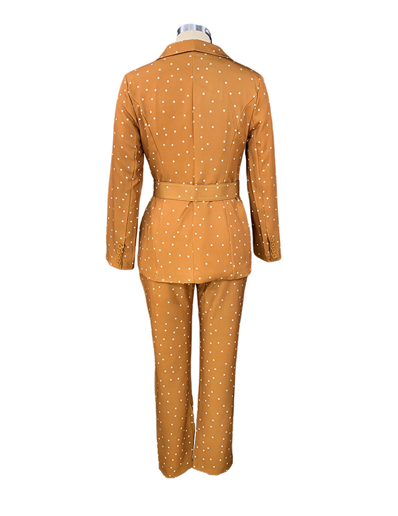 Women's clothing black polka dot long-sleeved suit jacket two-piece set_voghion.com