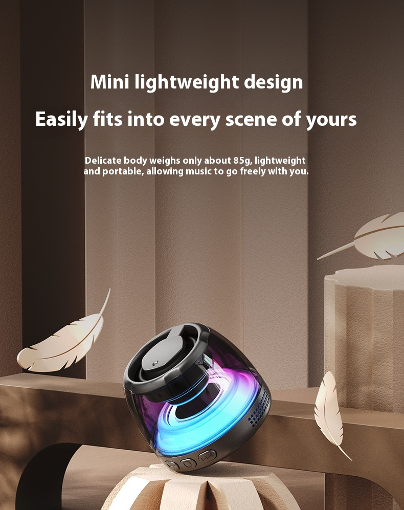 Mini-Lautsprecher, Bluetooth-Verbindung, hochwertiger RGB-Lichteffekt, kabelloser Subwoofer für zu Hause, kleiner Musik-Player für den Außenbereich_voghion.com
