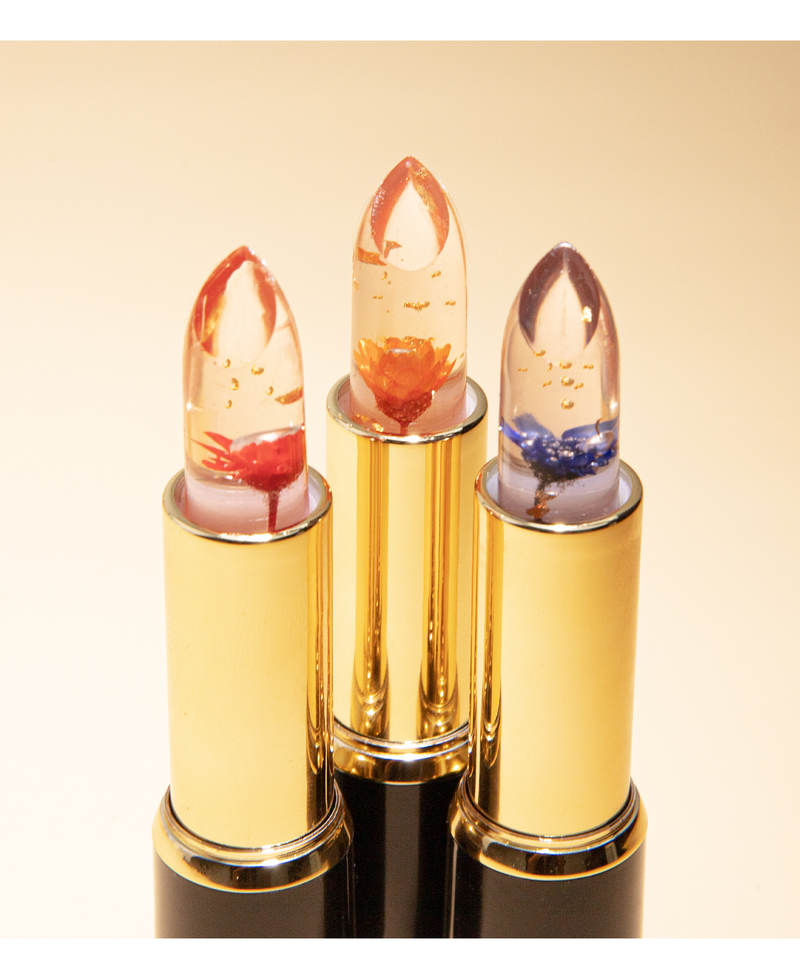 Hellokiss Jelly Flower Lipstick and Moisturizing Make up Coloring Gold Foil Warming lipstick_voghion.com