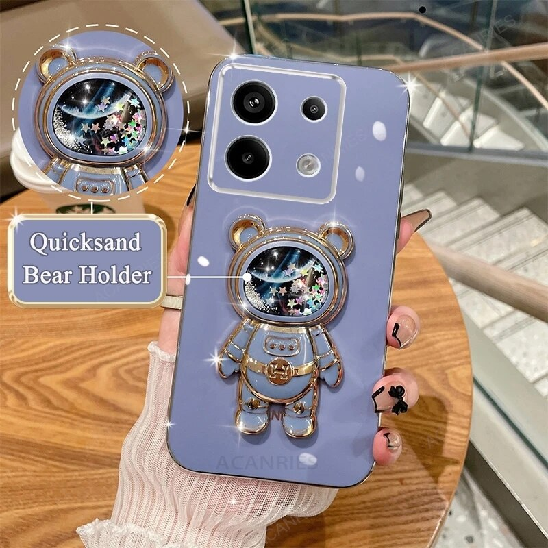 Note13 Glitter Quicksand Holder Plating Case On For Xiaomi Redmi Note 13 Pro 4g 5g 13pro 12pro Plus 11s 10s Silicone_voghion.com