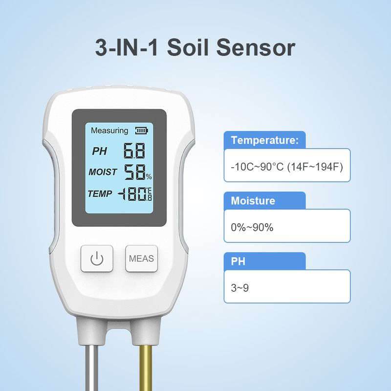 KKMOON 3in1 Boden-PH-Tester LCD-Bildschirm Bodenthermometer PH Temperatur Feuchtigkeitsmessgerät Blumenpflanze Topfpflanzen Bodentester_voghion.com
